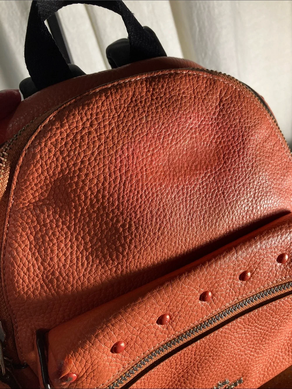 Coach Orange Pebbled Leather Mini Backpack